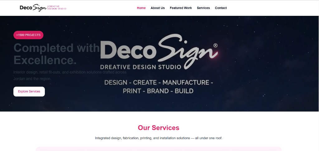 DecoSign website homepage designed by ZarNa Soft